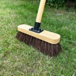 10” Outdoor Garden Broom with Wooden Handle Natural Stiff Bassine Hard Bristle with Durable Support Bracket Yard Brush Heavy Duty Broom Outdoor Cleaning Sweeping (PACK OF 1)