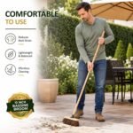 10” Outdoor Garden Broom with Wooden Handle Natural Stiff Bassine Hard Bristle with Durable Support Bracket Yard Brush Heavy Duty Broom Outdoor Cleaning Sweeping (PACK OF 1)