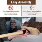 10” Outdoor Garden Broom with Wooden Handle Natural Stiff Bassine Hard Bristle with Durable Support Bracket Yard Brush Heavy Duty Broom Outdoor Cleaning Sweeping (PACK OF 1)