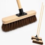 10” Outdoor Garden Broom with Wooden Handle Natural Stiff Bassine Hard Bristle with Durable Support Bracket Yard Brush Heavy Duty Broom Outdoor Cleaning Sweeping (PACK OF 1)