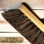 10” Outdoor Yard Broom with Wooden Handle Stiff Bassine Hard Bristles & Durable Support Bracket Heavy Duty Garden Brush Deck Broom & Scrubbing Brush for Driveways Patios and...