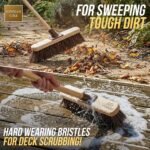 12” Yard Brush Heavy Duty Outdoor Garden Broom Outdoor with Durable Support Bracket with 120 cm Wooden Handle Hard Bristle Broom Sweeping Brush with Natural Stiff Bassine Bristles