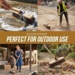 12” Yard Brush Heavy Duty Outdoor Garden Broom Outdoor with Durable Support Bracket with 120 cm Wooden Handle Hard Bristle Broom Sweeping Brush with Natural Stiff Bassine Bristles