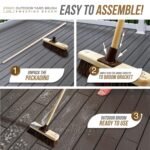 12” Yard Brush Heavy Duty Outdoor Garden Broom Outdoor with Durable Support Bracket with 120 cm Wooden Handle Hard Bristle Broom Sweeping Brush with Natural Stiff Bassine Bristles