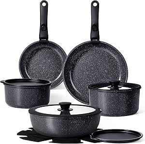 15PCS Pots and Pans Set Non-Stick Cookware Set with Removable Handle