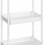 3 Tier Storage Trolley Cart on Wheels, Slim Rolling Utility Cart with Handle, Mobile Storage Shelving Organizer for Kitchen, Bathroom, Laundry Room, Bedroom, Narrow Places,...