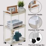 3 Tier Storage Trolley Cart on Wheels, Slim Rolling Utility Cart with Handle, Mobile Storage Shelving Organizer for Kitchen, Bathroom, Laundry Room, Bedroom, Narrow Places,...