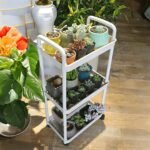 3 Tier Storage Trolley Cart on Wheels, Slim Rolling Utility Cart with Handle, Mobile Storage Shelving Organizer for Kitchen, Bathroom, Laundry Room, Bedroom, Narrow Places,...