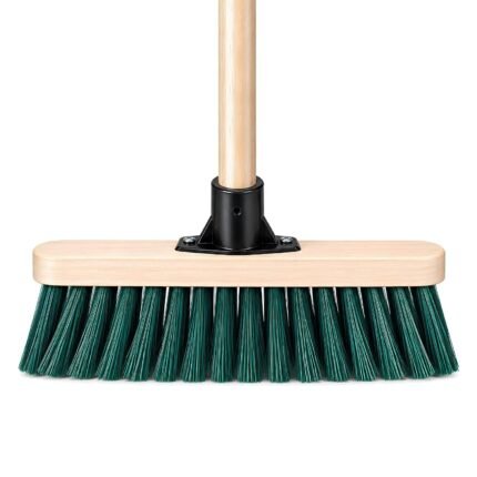 30cm Yard Brush Heavy Duty Garden Broom, PVC Bristle 120cm Wooden Handle