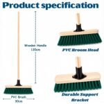 30cm Yard Brush Heavy Duty Garden Broom, PVC Bristle 120cm Wooden Handle