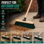 30cm Yard Brush Heavy Duty Garden Broom, PVC Bristle 120cm Wooden Handle