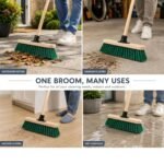 30cm Yard Brush Heavy Duty Garden Broom, PVC Bristle 120cm Wooden Handle
