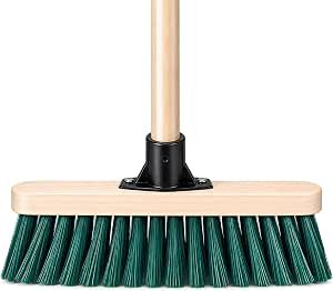 30cm Yard Brush Heavy Duty Garden Broom, PVC Bristle 120cm Wooden Handle