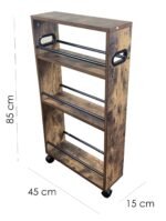4 Tier Slim Storage Cart with Handle, Slide Out Storage Rolling Utility Cart Mobile Shelving Unit Organizer Trolley for Small Spaces Kitchen Laundry Narrow Places. Industrial...