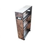 4 Tier Slim Storage Cart with Handle, Slide Out Storage Rolling Utility Cart Mobile Shelving Unit Organizer Trolley for Small Spaces Kitchen Laundry Narrow Places. Industrial...