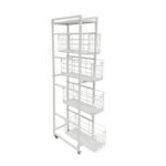 5-Tier Pull-Out Storage Organizer Rolling Utility Cart - Universal Metal Craft Shelf Trolley for Home Kitchen Bathroom Bedroom Office Classroom Laundry Cleaning Supplies Bar...