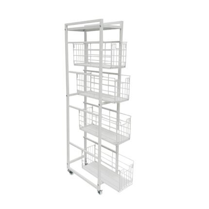 5-Tier Pull-Out Storage Organizer Rolling Utility Cart - Universal Metal Craft Shelf Trolley for Home Kitchen Bathroom Bedroom Office Classroom Laundry Cleaning Supplies Bar...