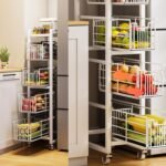 5-Tier Pull-Out Storage Organizer Rolling Utility Cart - Universal Metal Craft Shelf Trolley for Home Kitchen Bathroom Bedroom Office Classroom Laundry Cleaning Supplies Bar...