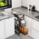 5-Tier Pull-Out Storage Organizer Rolling Utility Cart - Universal Metal Craft Shelf Trolley for Home Kitchen Bathroom Bedroom Office Classroom Laundry Cleaning Supplies Bar...