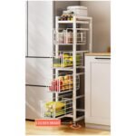 5-Tier Pull-Out Storage Organizer Rolling Utility Cart - Universal Metal Craft Shelf Trolley for Home Kitchen Bathroom Bedroom Office Classroom Laundry Cleaning Supplies Bar...