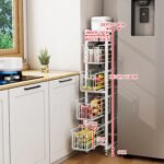 5-Tier Pull-Out Storage Organizer Rolling Utility Cart - Universal Metal Craft Shelf Trolley for Home Kitchen Bathroom Bedroom Office Classroom Laundry Cleaning Supplies Bar...