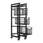 5-Tier Pull-Out Storage Organizer Rolling Utility Cart - Universal Metal Craft Shelf Trolley for Home Kitchen Bathroom Bedroom Office Classroom Laundry Cleaning Supplies Bar...