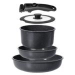5PCS Pots and Pans Set Non Stick with Detachable Handle