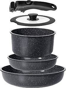 5PCS Pots and Pans Set Non Stick with Detachable Handle