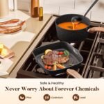Academy 17pcs Induction Hob Pan Set, Black Granite Cookware Sets