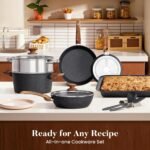 Academy 17pcs Induction Hob Pan Set, Black Granite Cookware Sets
