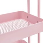 Amazon Basics 3-Layer Kitchen Trolley with 360 Degree Wheels for indoor and outdoor use, Dusty Pink