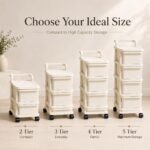 BURAKH Plastic Storage Trolley with Drawers on Wheels, 2, 3, 4 or 5 Tier Mobile Drawer Cabinet Organiser for Bedroom, Bathroom, Kitchen, Home Office, Salon, Clothes, Toys and...