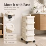 BURAKH Plastic Storage Trolley with Drawers on Wheels, 2, 3, 4 or 5 Tier Mobile Drawer Cabinet Organiser for Bedroom, Bathroom, Kitchen, Home Office, Salon, Clothes, Toys and...