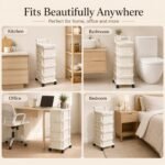 BURAKH Plastic Storage Trolley with Drawers on Wheels, 2, 3, 4 or 5 Tier Mobile Drawer Cabinet Organiser for Bedroom, Bathroom, Kitchen, Home Office, Salon, Clothes, Toys and...