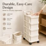 BURAKH Plastic Storage Trolley with Drawers on Wheels, 2, 3, 4 or 5 Tier Mobile Drawer Cabinet Organiser for Bedroom, Bathroom, Kitchen, Home Office, Salon, Clothes, Toys and...