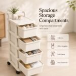 BURAKH Plastic Storage Trolley with Drawers on Wheels, 2, 3, 4 or 5 Tier Mobile Drawer Cabinet Organiser for Bedroom, Bathroom, Kitchen, Home Office, Salon, Clothes, Toys and...