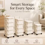 BURAKH Plastic Storage Trolley with Drawers on Wheels, 2, 3, 4 or 5 Tier Mobile Drawer Cabinet Organiser for Bedroom, Bathroom, Kitchen, Home Office, Salon, Clothes, Toys and...