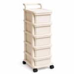 BURAKH Plastic Storage Trolley with Drawers on Wheels, 2, 3, 4 or 5 Tier Mobile Drawer Cabinet Organiser for Bedroom, Bathroom, Kitchen, Home Office, Salon, Clothes, Toys and...