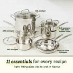 Chef’s Classic™ Stainless Steel Cookware Set | 11-piece: Saucepans, Frying Pans, Stockpot, Steamer
