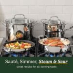 Chef’s Classic™ Stainless Steel Cookware Set | 11-piece: Saucepans, Frying Pans, Stockpot, Steamer