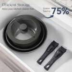 Cookware Set with Removable Handle, 14-Piece Pan Set with Non Stick Coating, Induction Pots and Pans with Lids, 24/28cm Frying Pan, Suitable for All Hob Types, Oven-Safe