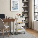 DOEWORKS Storage Trolley on Wheels Kitchen Trolley Metal Craft Trolleys
