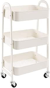 DOEWORKS Storage Trolley on Wheels Kitchen Trolley Metal Craft Trolleys