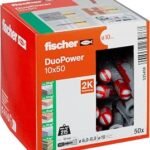 DuoPower 10 X 50, Powerful Universal Plug with Intelligent 2-Component Technology Fastenings in Concrete, Bricks, Gypsum Plasterboard, Chipboard, Etc., 50 Plugs Without...