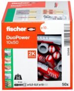 DuoPower 10 X 50, Powerful Universal Plug with Intelligent 2-Component Technology Fastenings in Concrete, Bricks, Gypsum Plasterboard, Chipboard, Etc., 50 Plugs Without...