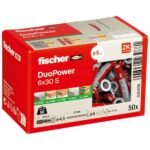 DuoPower 10 x 80 S, powerful universal plug with safety screw, intelligent 2-component technology for fastenings in concrete, bricks, stone, etc., 10 plugs & 10 screws