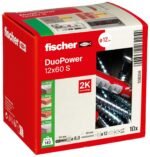 DuoPower 10 x 80 S, powerful universal plug with safety screw, intelligent 2-component technology for fastenings in concrete, bricks, stone, etc., 10 plugs & 10 screws