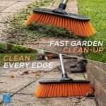 Durable Garden Broom Outdoor Brush with Strong Handle and Stiff PVC Hard Bristle Broom Yard Brush Heavy Duty Outdoor Stiff Sweeping Yard Sweeper for Garden, Patio, Driveway
