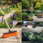 Durable Garden Broom Outdoor Brush with Strong Handle and Stiff PVC Hard Bristle Broom Yard Brush Heavy Duty Outdoor Stiff Sweeping Yard Sweeper for Garden, Patio, Driveway