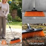 Durable Garden Broom Outdoor Brush with Strong Handle and Stiff PVC Hard Bristle Broom Yard Brush Heavy Duty Outdoor Stiff Sweeping Yard Sweeper for Garden, Patio, Driveway